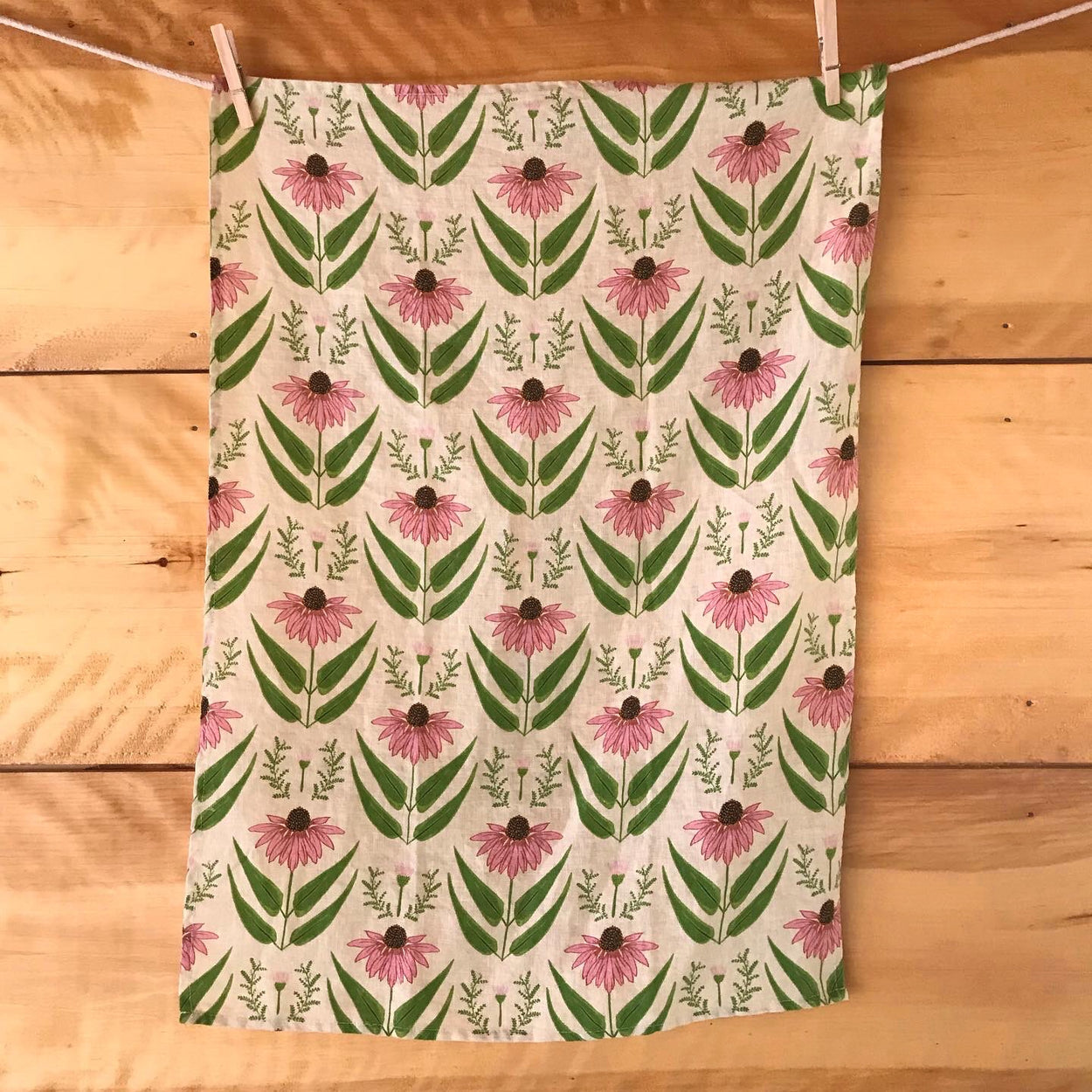 Linen Tea Towel - Coneflowers